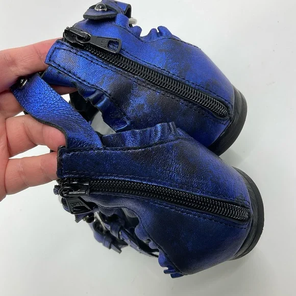 MJUS Prime Metallic Blue Leather Studded Gladiator Sandals - Picture 4 of 7